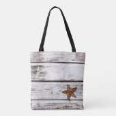 星動揺して付きの白い木 トートバッグ (裏面)