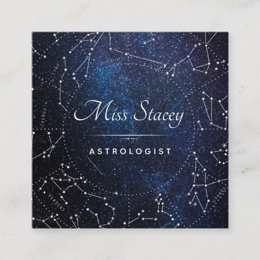 星占いブルーコズミックスカイスターコンステレーション スクエア名刺 (正面)