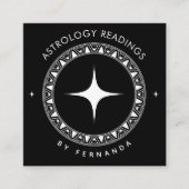 星占いリーディング黒白の輝き神秘的 スクエア名刺 (正面)