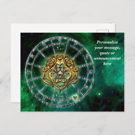 星占いレオ·ライオン·占星術パーソナライズされた·メッセージ 案内ポストカード (正面/裏面)