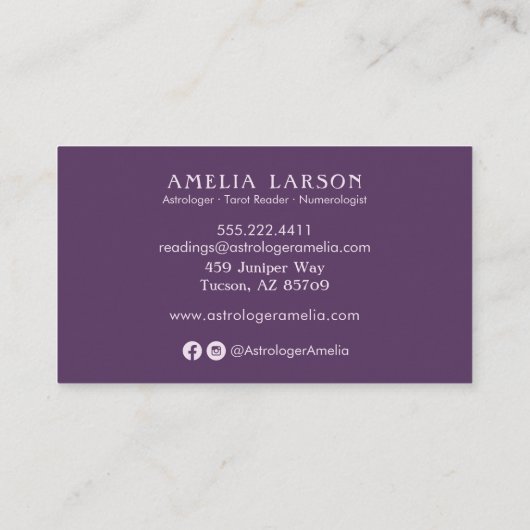 星占い宇宙の月と手の惑星 名刺 (裏面)