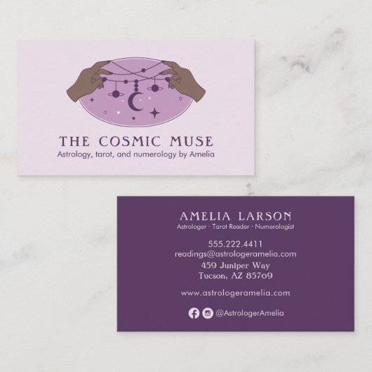 星占い宇宙の月と手の惑星 名刺 (正面/裏面)