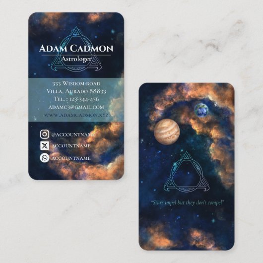 星占い宇宙の芸術的なビジネスカード 名刺 (正面/裏面)