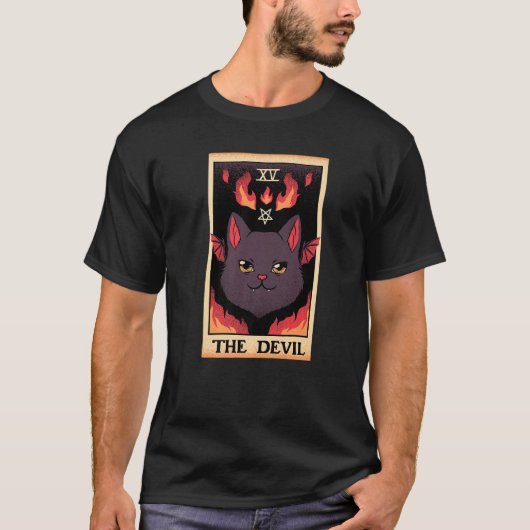 星占い悪魔キャットタロットカードリーダーEsoteric Tシャツ (正面)