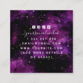 星占い紫色の宇宙のキラキラ星座 スクエア名刺 (裏面)