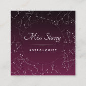 星占い紫色グラデーション星座の星エネルギー スクエア名刺 (正面)