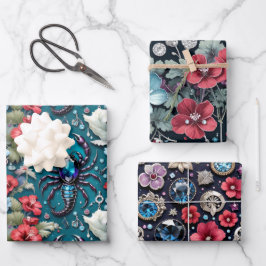 星占い蠍座誕生月花結晶 ラッピングペーパーシート