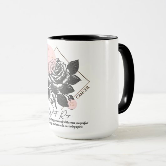 星占い/がん〔占星術の〕十二宮図徴候フラワーホワイトローズ マグカップ (正面右)