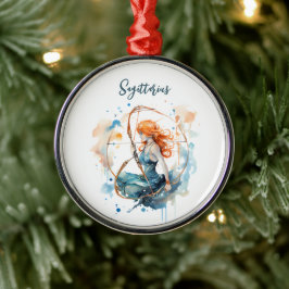 星占い〔占星術の〕十二宮図射手座水彩記号 メタルオーナメント