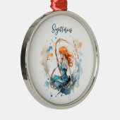 星占い〔占星術の〕十二宮図射手座水彩記号 メタルオーナメント (右)