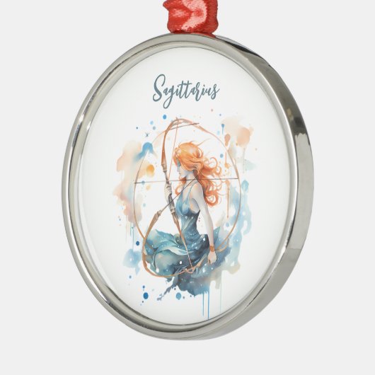 星占い〔占星術の〕十二宮図射手座水彩記号 メタルオーナメント (左)