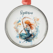 星占い〔占星術の〕十二宮図射手座水彩記号 メタルオーナメント (正面)