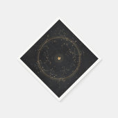 星占星術の地図ブラック金ゴールド〔占星術の〕十二宮図星 スタンダードカクテルナプキン (角)