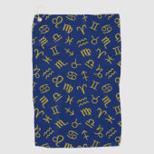 星印シンボルパターン金ゴールド+Dk青 ゴルフタオル (正面)