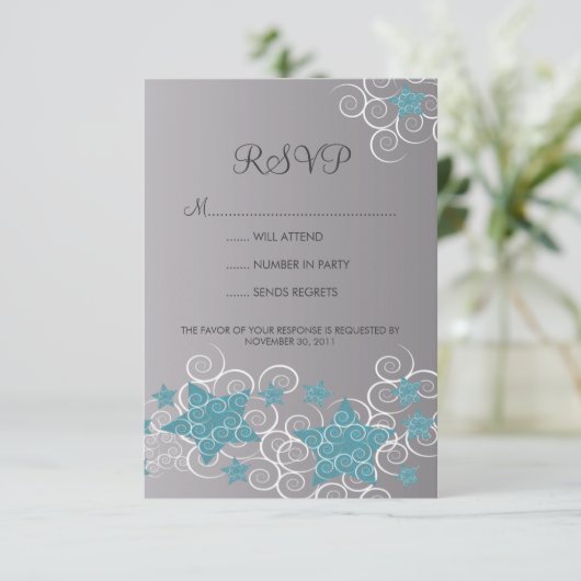 星及び渦巻の休日のお祝いのパーティーRSVP 出欠カード (スタンド正面)