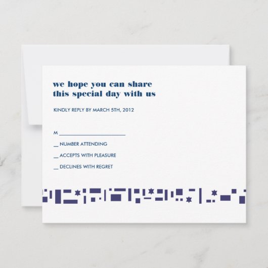 星及び角形材のバルミツワーの招待状 出欠カード (正面)