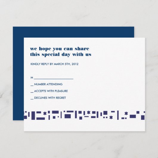 星及び角形材のバルミツワーの招待状 出欠カード (正面/裏面)