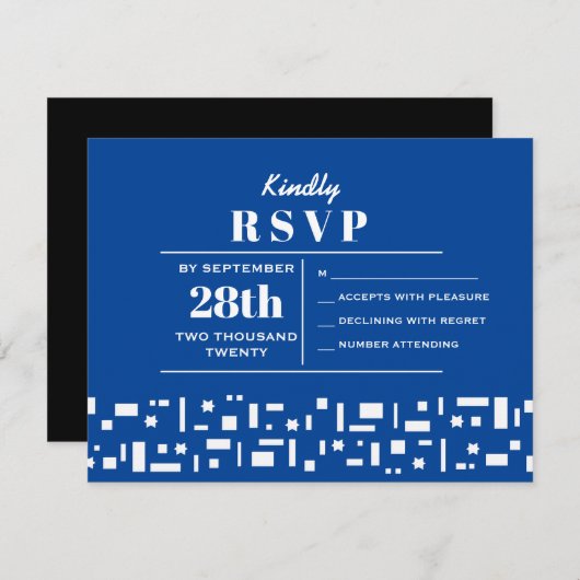 星及び角形材のバルミツワーの招待状RSVP 出欠カード (正面/裏面)