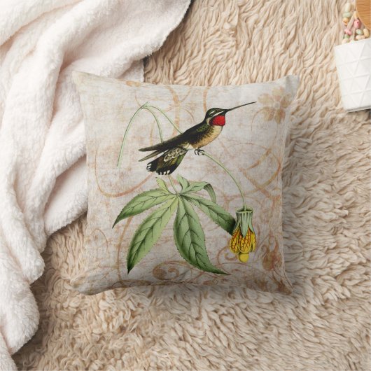 星喉ハミングバードヴィンテージグランジ枕 クッション (ブランケット)
