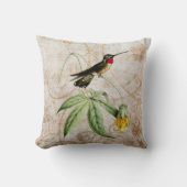 星喉ハミングバードヴィンテージグランジ枕 クッション (正面)