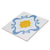 星地中海の黄および青セラミックタイル タイル (側面)