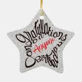 星型のハッピーバースデーおめでとう セラミックオーナメント (裏面)