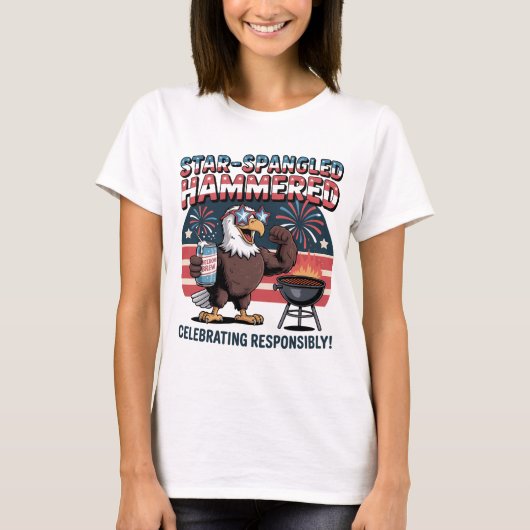 星型のハンマーを打ったイーグルパーティー Tシャツ (正面)