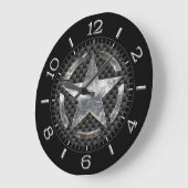 星型ステンシルヴィンテージラベル炭素繊維スタイルダイヤル ラージ壁時計 (傾斜)