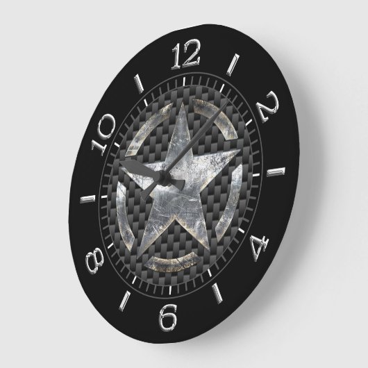 星型ステンシルヴィンテージラベル炭素繊維スタイルダイヤル ラージ壁時計 (傾斜)