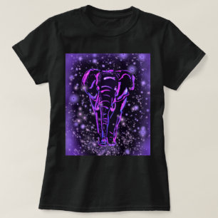 星夜のネオンパープルピンク象Tシャツ Tシャツ