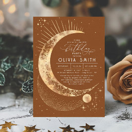 星夜の月神秘的な天体誕生日 招待状