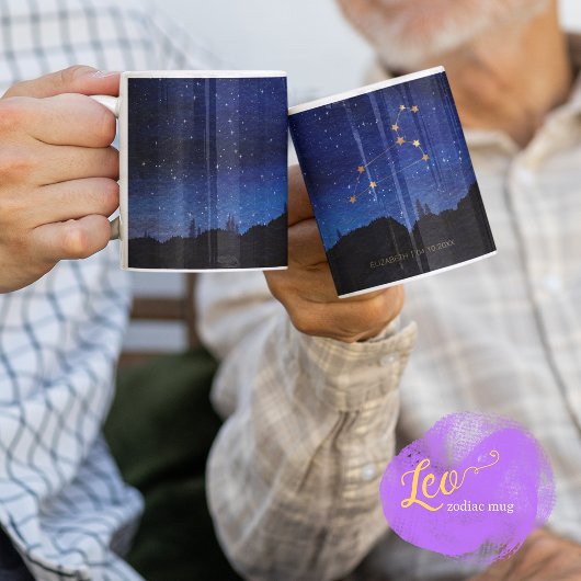 星夜の木々 ゴールド レオ 星座 コーヒーマグカップ