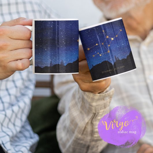星夜の木々 ゴールド ヴァルゴ 星座 コーヒーマグカップ