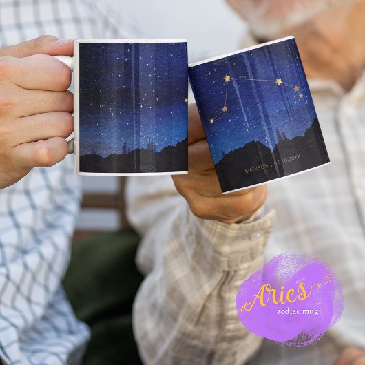 星夜の木々 ゴールド 牡羊座 星座 コーヒーマグカップ