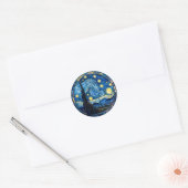 星夜の渦を描くアートプリント ラウンドシール (封筒)