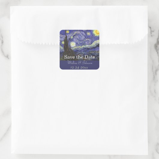 星夜の結婚式は日付を保存 スクエアシール (バッグ)