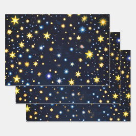 星夜の輝き マット包装紙 3枚セット ラッピングペーパーシート