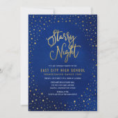 星夜の青 水彩 偽金 学校ダンス 招待状 (正面)