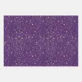 星夜空の天紫と金ゴールドパターン ラッピングペーパーシート (正面2)