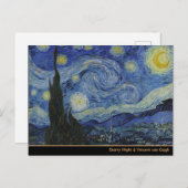 星夜 & ゴッホ / 有名なヴィンテージアート ポストカード (正面/裏面)