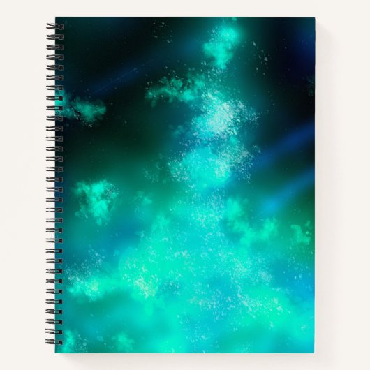 星夜 ミッドナイト エメラルドグリーン 天の川 ノートブック (正面)