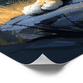 星威厳のあると月の信仰と夜のライオン ポスター (角)