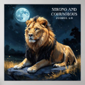 星威厳のあると月の信仰と夜のライオン ポスター (正面)