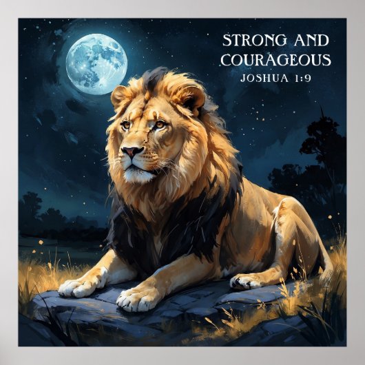 星威厳のあると月の信仰と夜のライオン ポスター (正面)