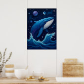 星威厳のあるを飛び散るコズミッククジラ ポスター (キッチン)
