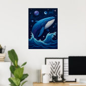 星威厳のあるを飛び散るコズミッククジラ ポスター (ホームオフィス)