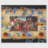 星学者のクリスマスの花の羊皮紙、宝石の崇敬 ラッピングペーパー (フラット)