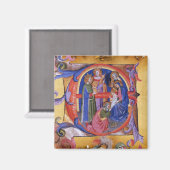 星学者の出生のクリスマスの羊皮紙の崇敬 マグネット (正面/裏面)