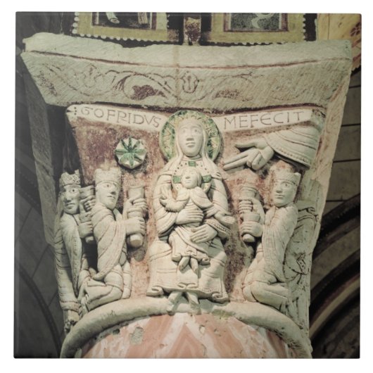 星学者の崇敬、柱頭(石) タイル (正面)