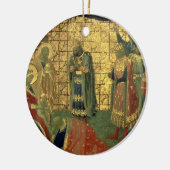 星学者の崇敬、predellaの窓ガラスからの詳細 セラミックオーナメント (左)